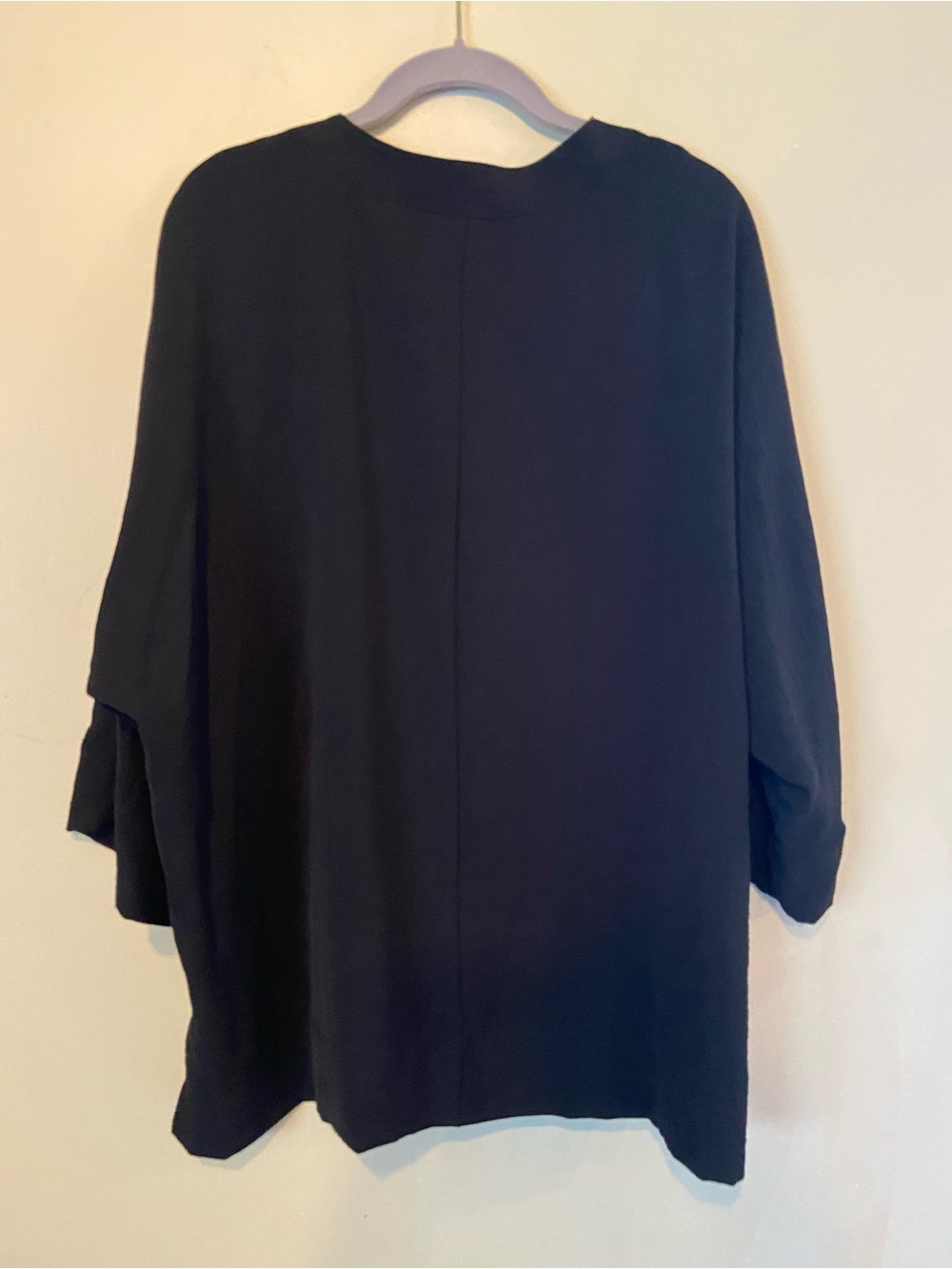 T Tahari Black Split-Neck Flowing Blouse - Picture 2 of 8